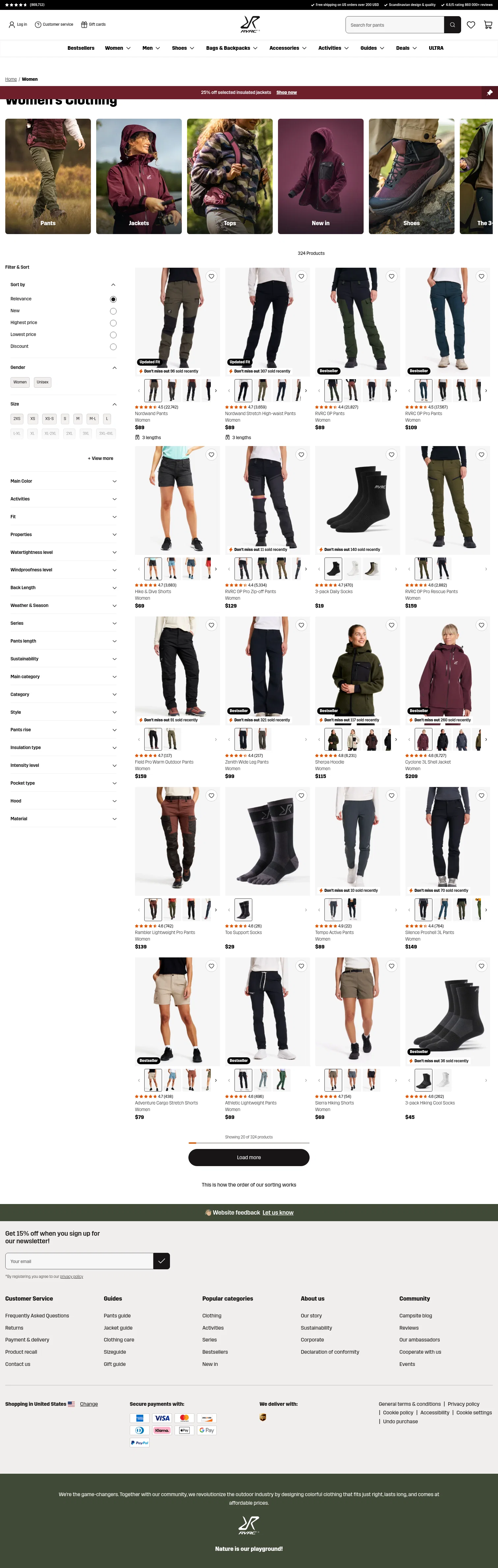 revolutionrace.com/women on desktop