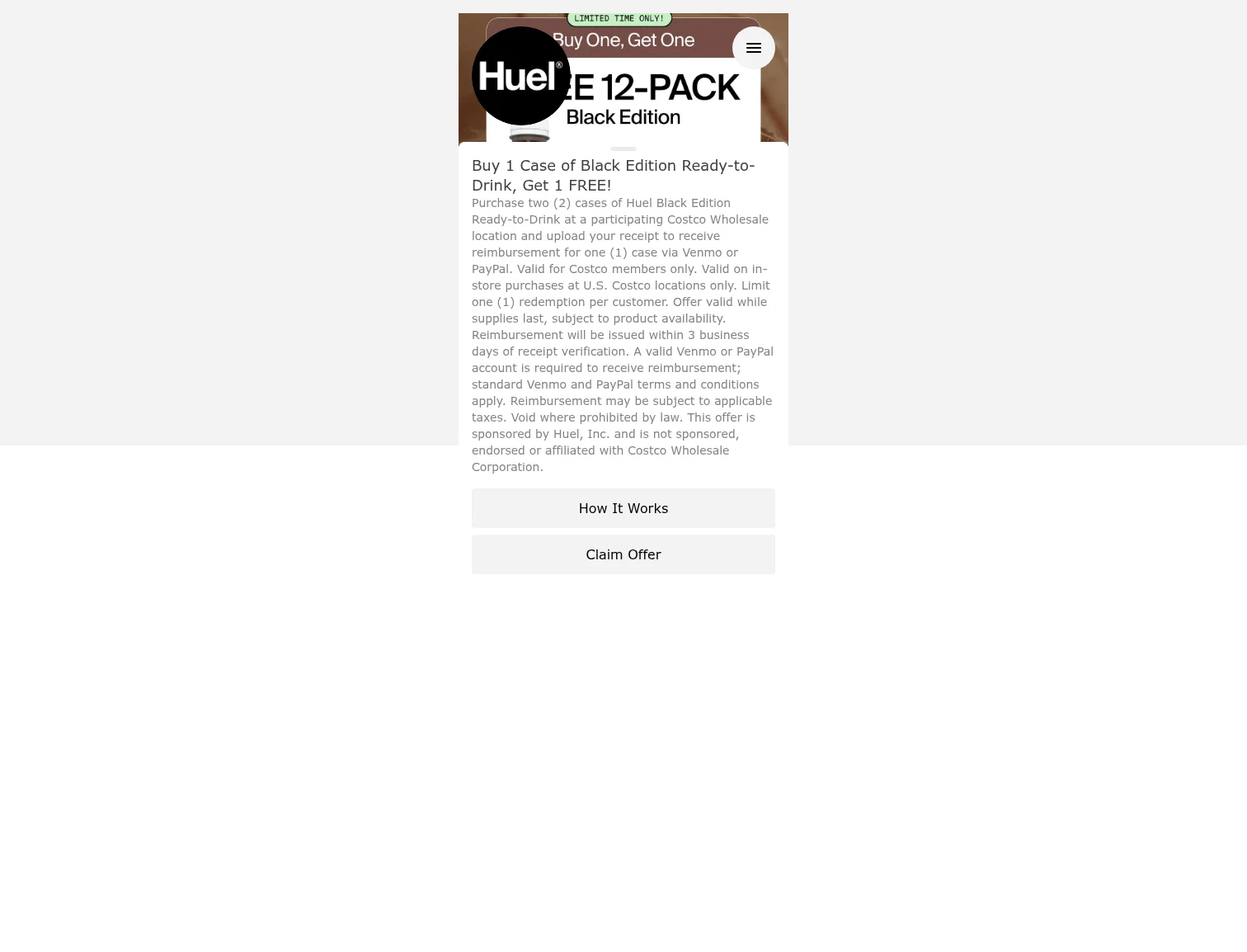 Huel landing page