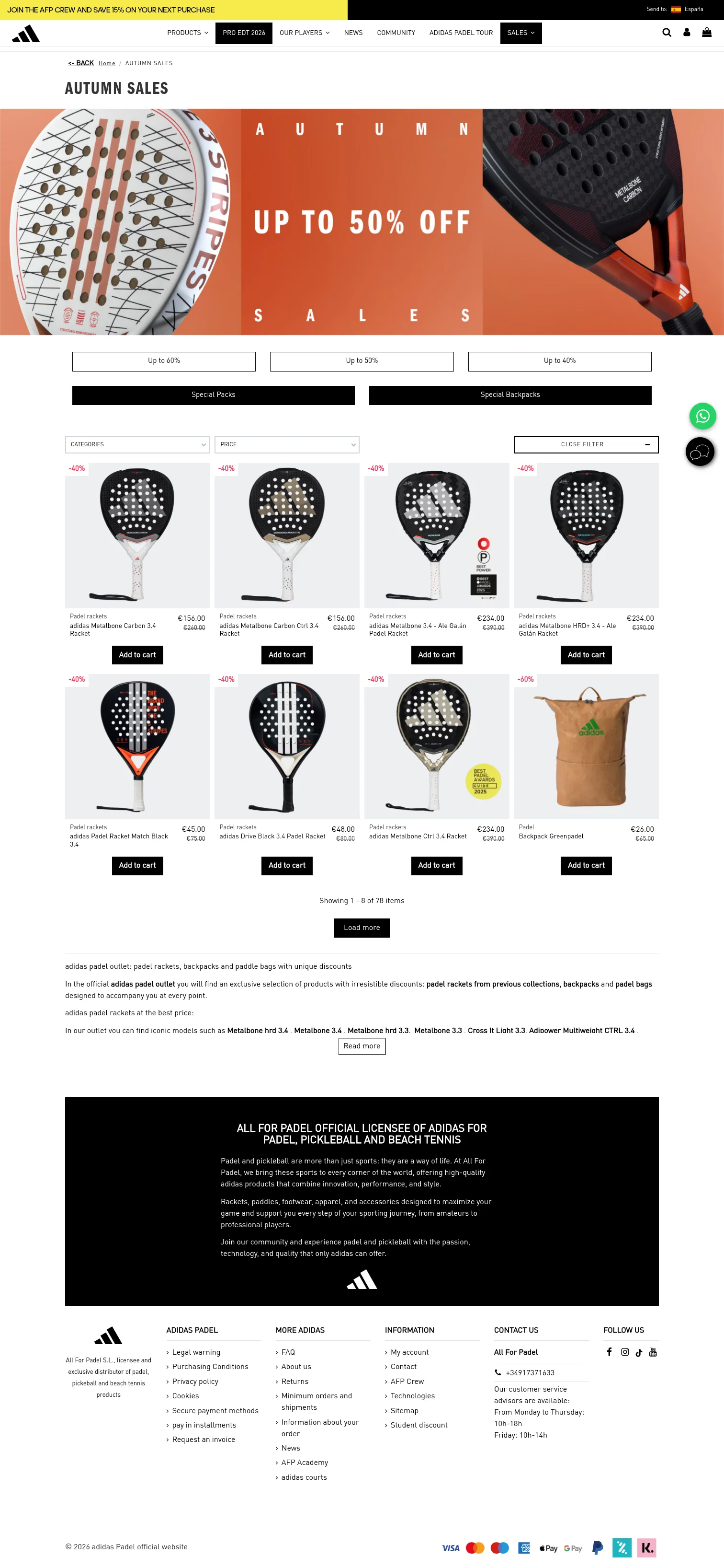 allforpadel.com/en/57-outlet on desktop
