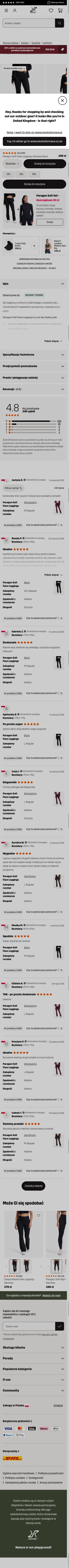 revolutionrace.pl/kobiety/spodnie/legginsy/paragon-soft-flare-leggings-women on mobile, full screenshot