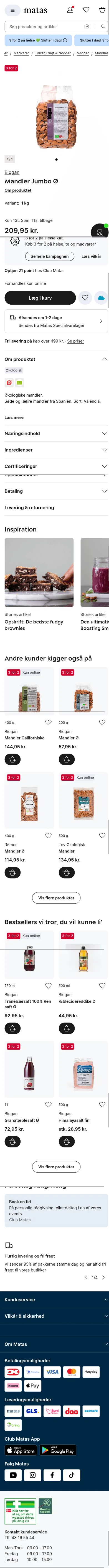 matas.dk/biogan-mandler-jumbo-oe-1-kg on mobile