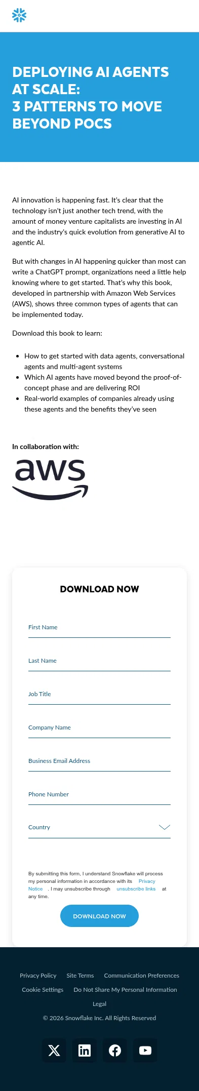 snowflake.com/en/resources/ebook/deploy-ai-agents-at-scale on mobile, full screenshot