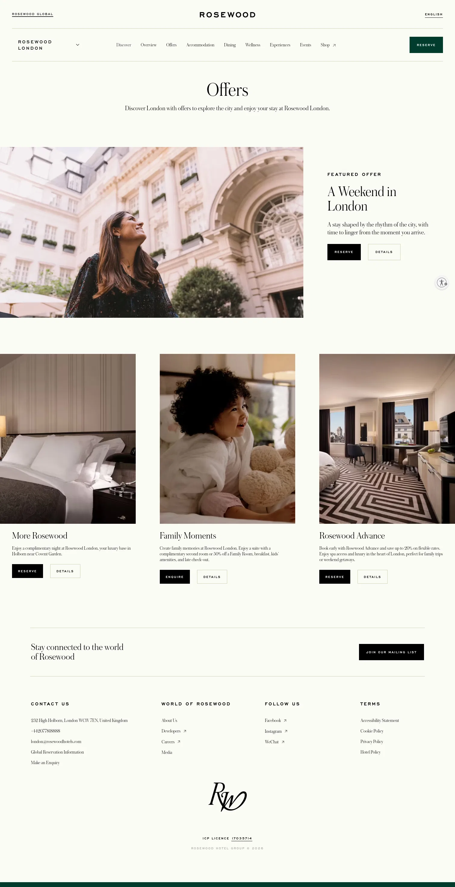 rosewoodhotels.com/en/london/offers on desktop, full screenshot