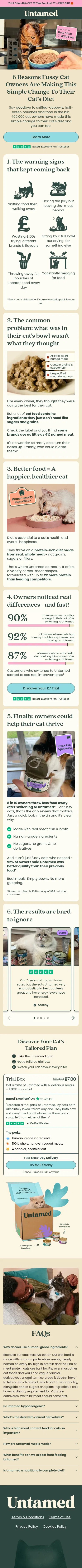untamed.com/pages/6-reasons-fussy on mobile, full screenshot