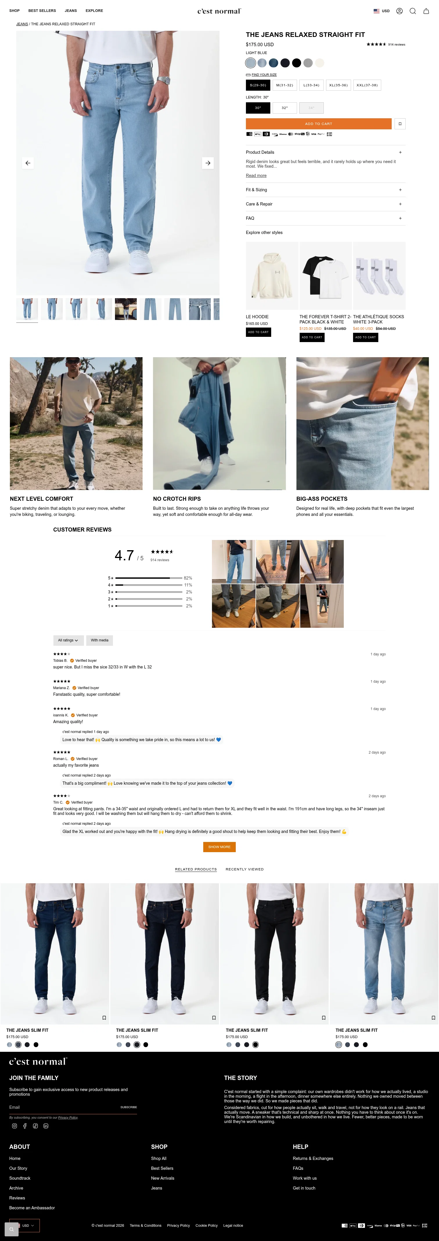 cestnormal.com/products/the-jeans-relaxed-straight-fit-light-blue on desktop