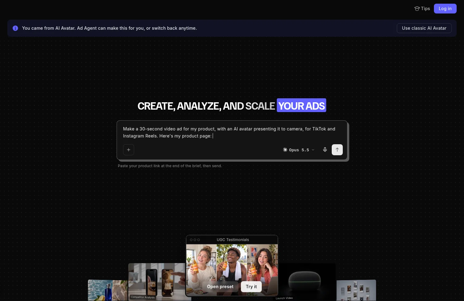 app.creatify.ai/tool/ai-avatar on desktop