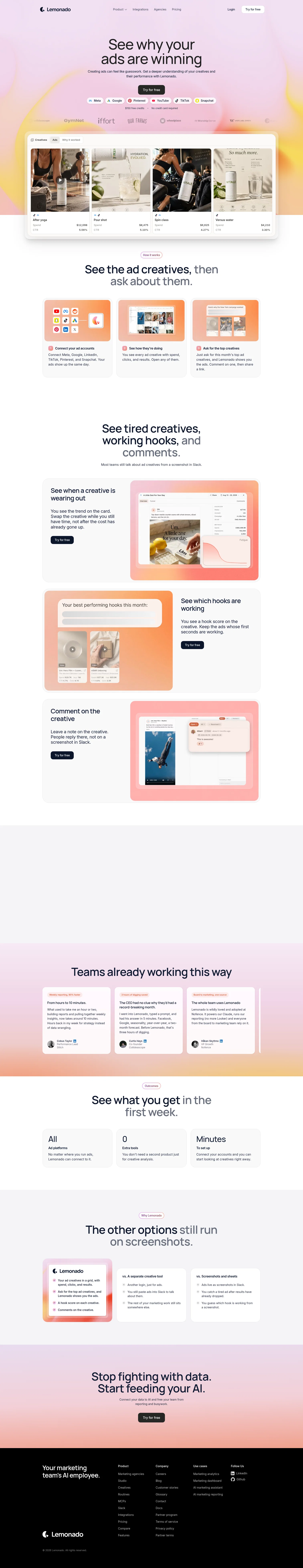 Lemonado landing page