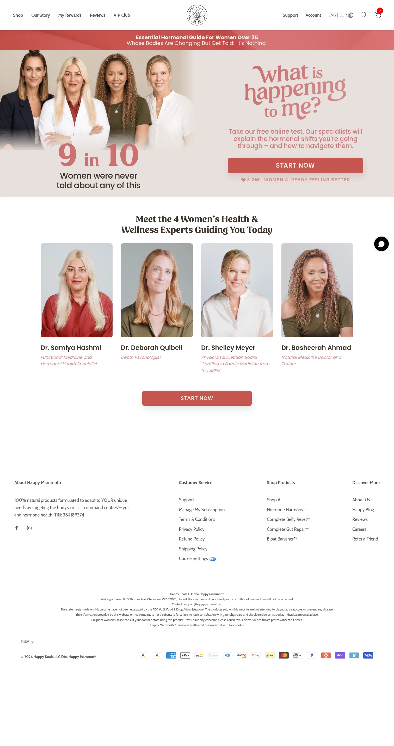 happymammoth.com/pages/what-is-happening-to-me on desktop, full screenshot
