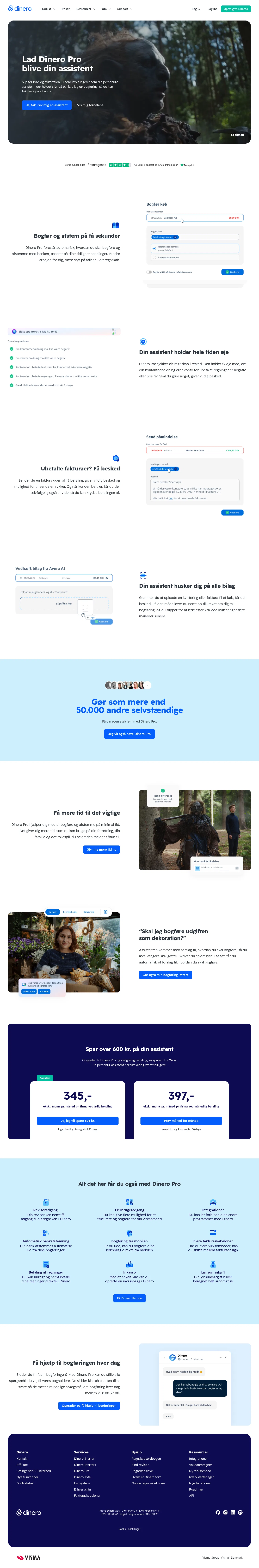 dinero.dk/pro-din-assistent on desktop, full screenshot