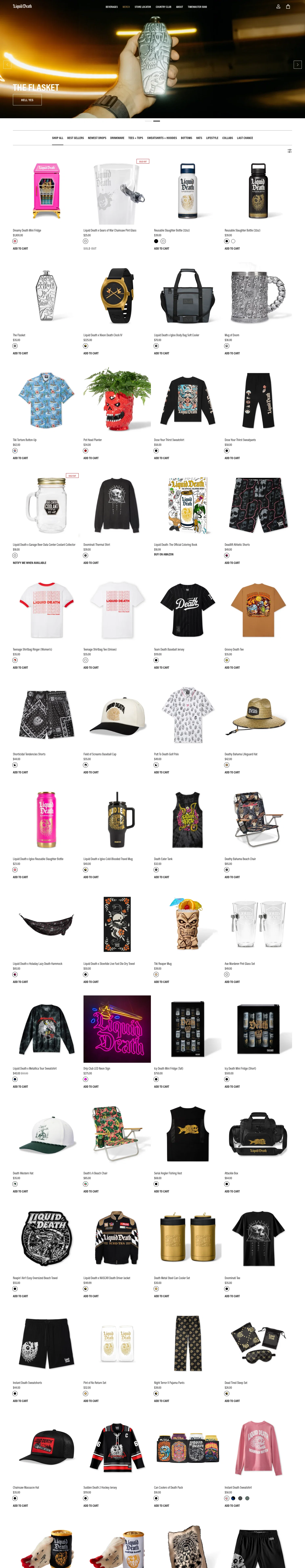 liquiddeath.com/collections/merch-store on desktop