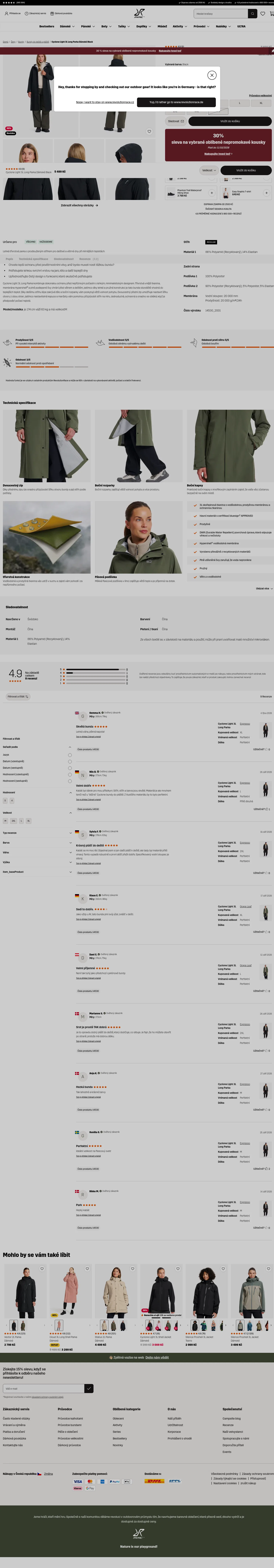 revolutionrace.cz/%C5%BEeny/bundy/svrchn%C3%AD-bundy/cyclone-light-3l-long-parka-women on desktop, full screenshot