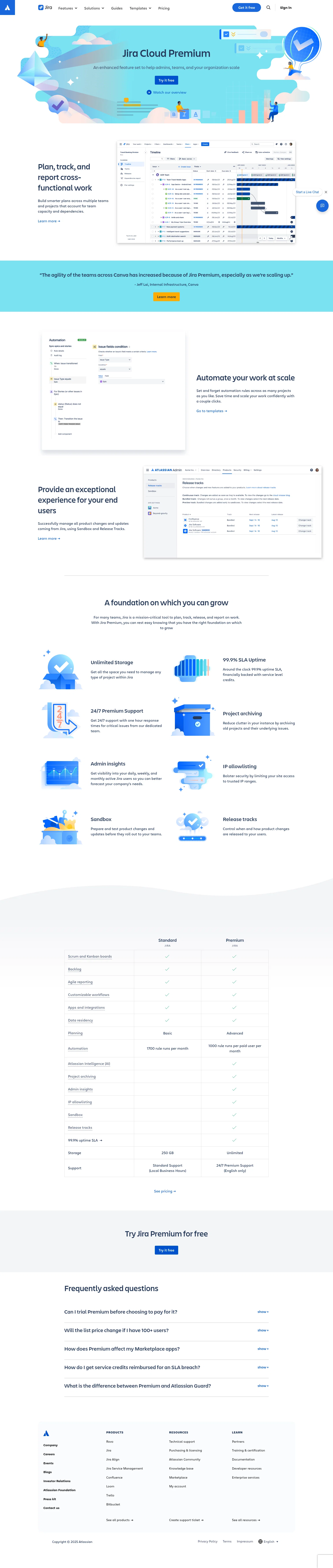 atlassian.com/software/jira/premium on desktop