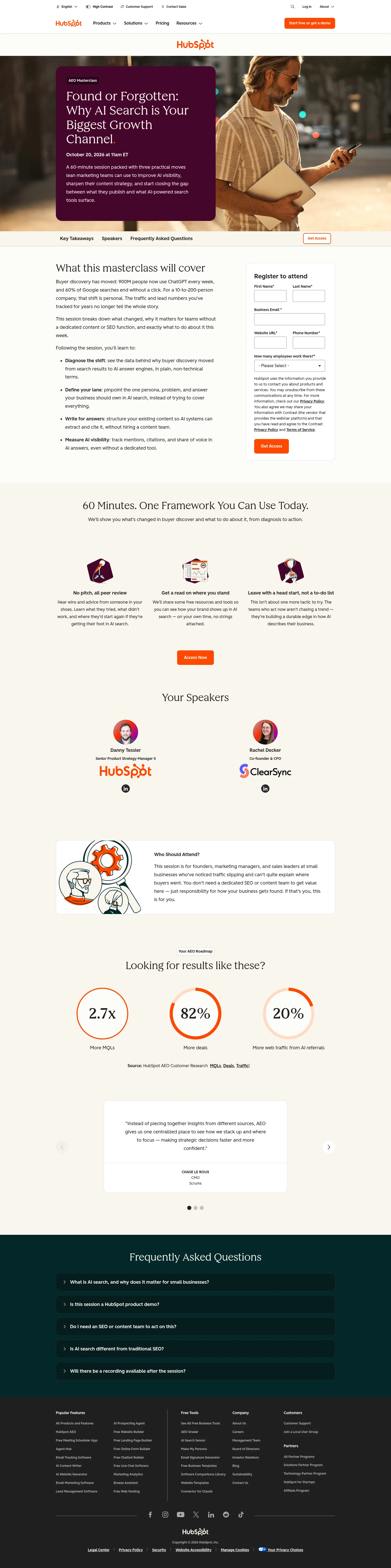 HubSpot landing page