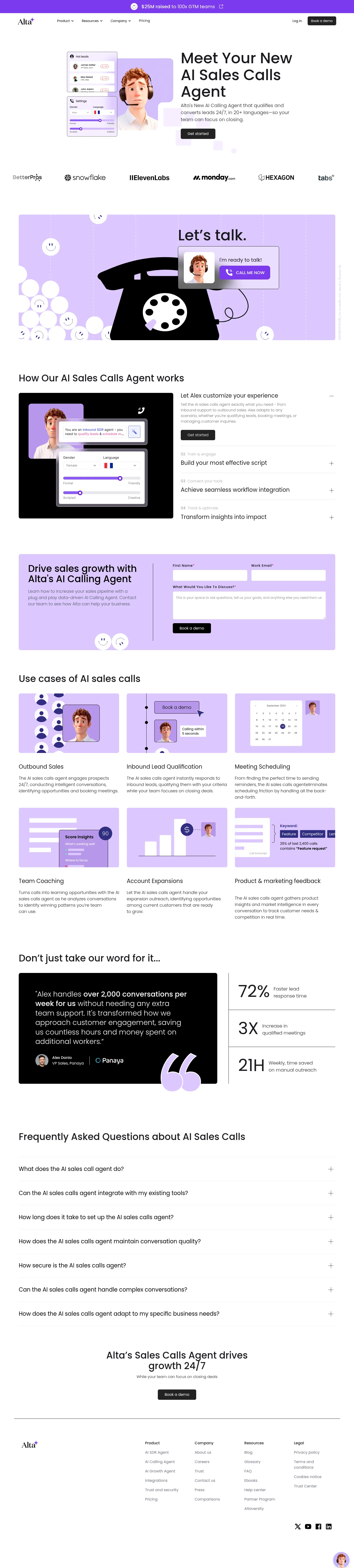 Alta landing page