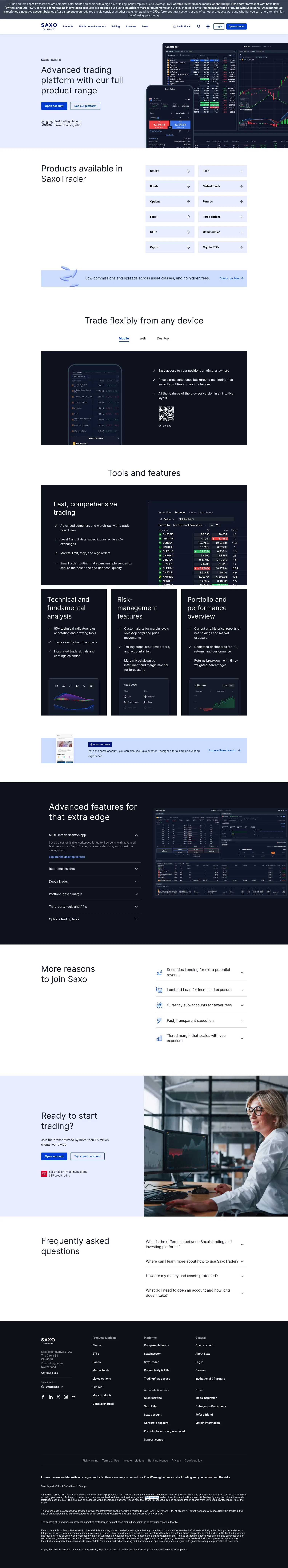home.saxo/en-ch/platforms/saxotrader on desktop, full screenshot
