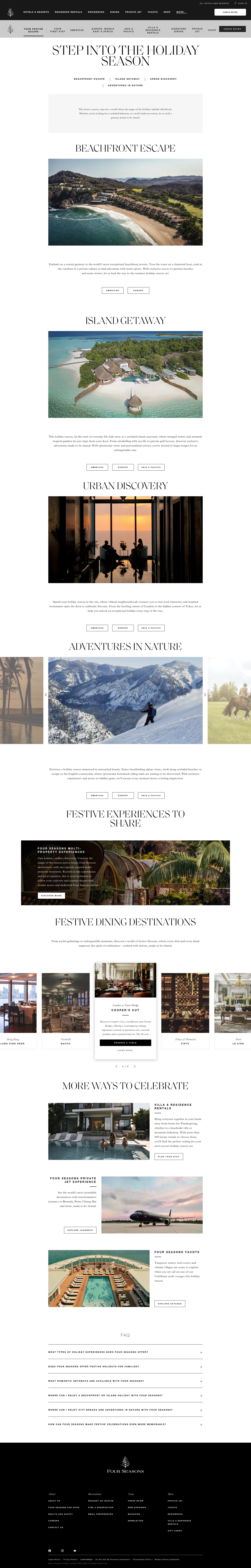 fourseasons.com/holiday-travel on desktop, full screenshot