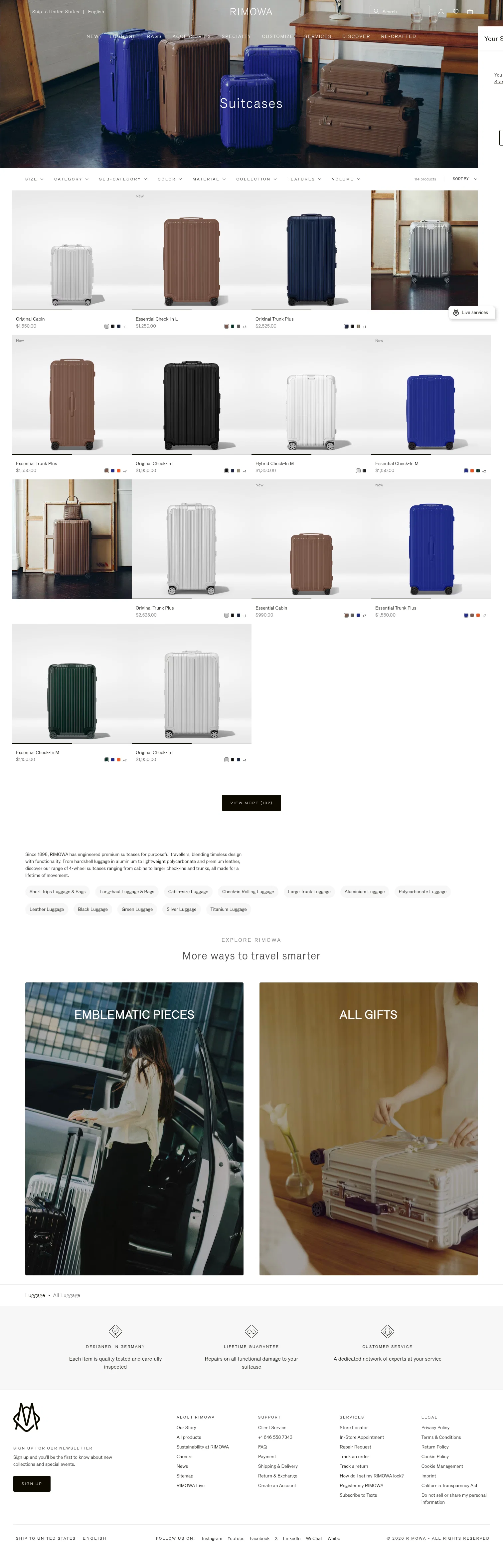 rimowa.com/us/en/all-luggage on desktop