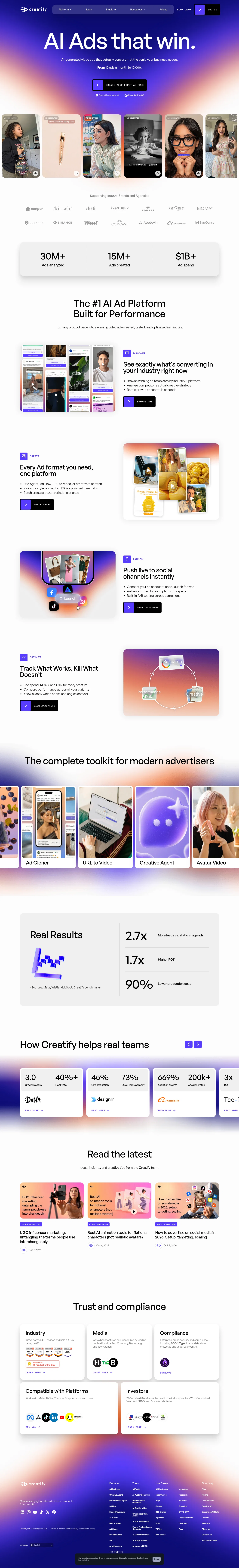 Creatify AI landing page