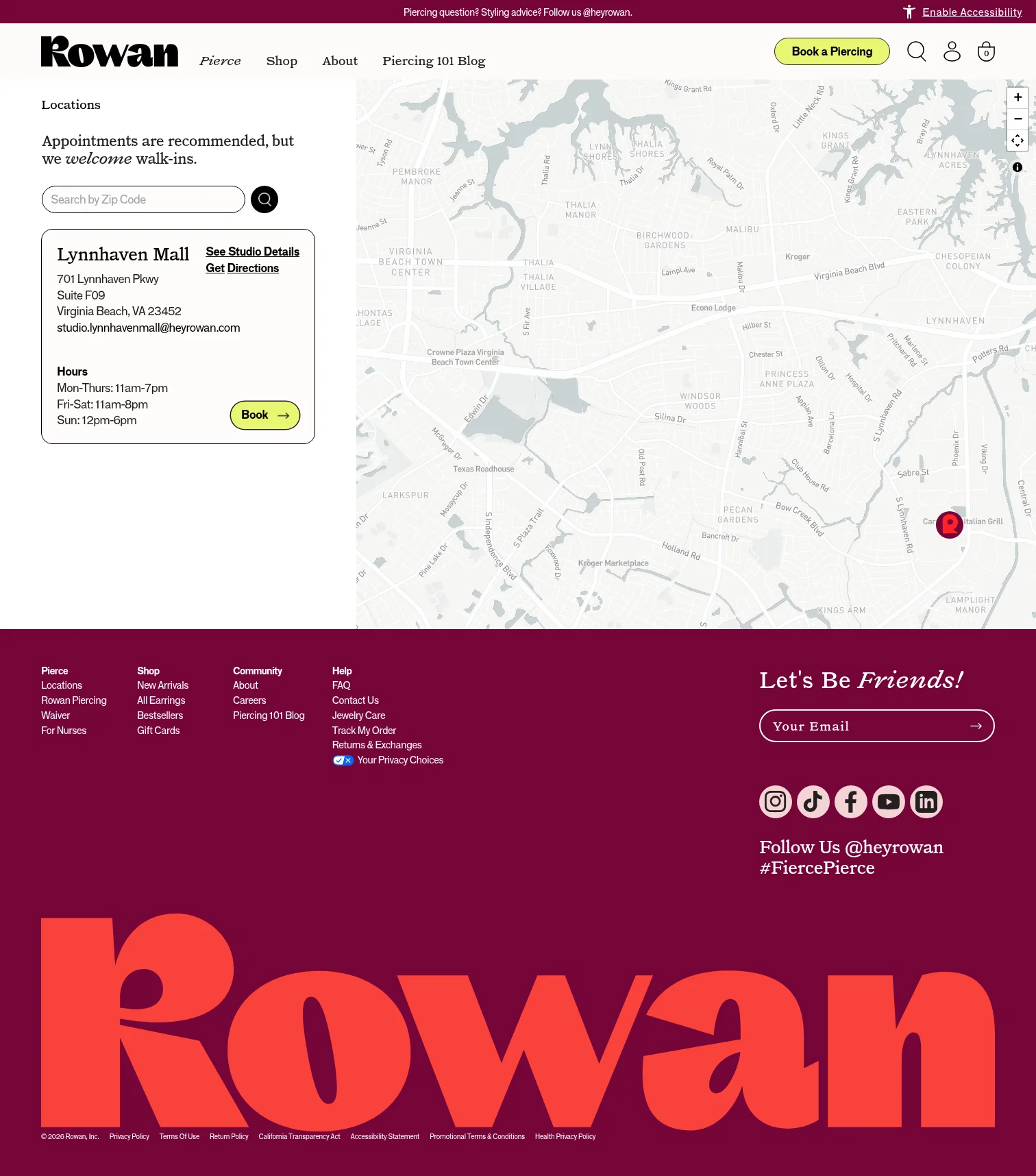 Rowan landing page