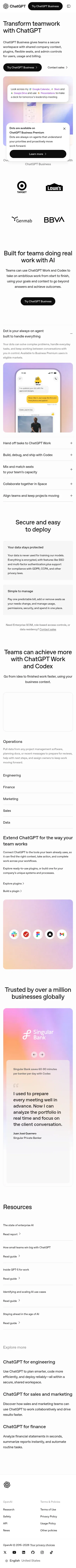chatgpt.com/business on mobile, full screenshot