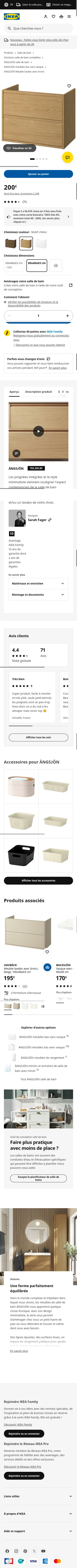 ikea.com/fr/fr/p/aengsjoen-meuble-lavabo-avec-tiroirs-motif-chene-70535089 on mobile, full screenshot