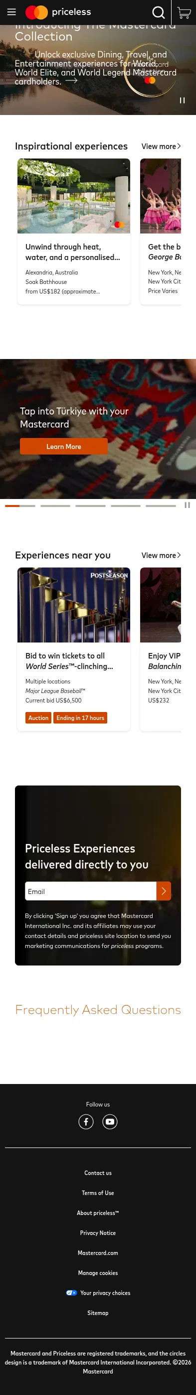 priceless.com on mobile, full screenshot