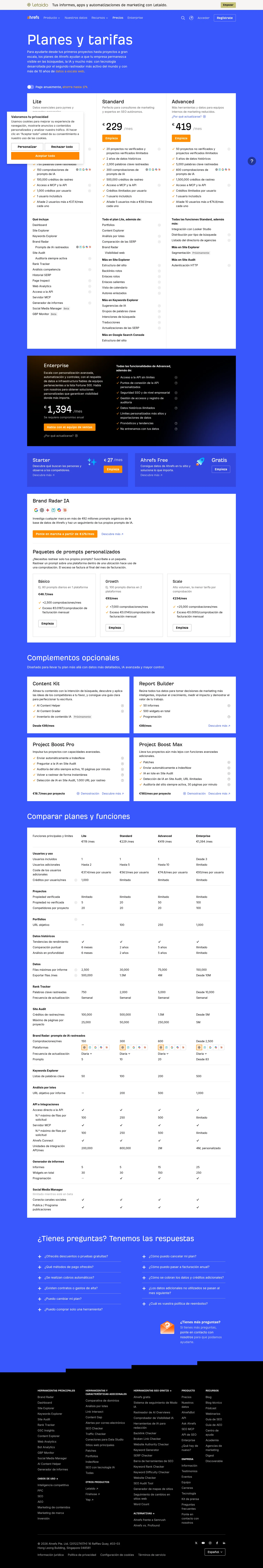 Ahrefs landing page