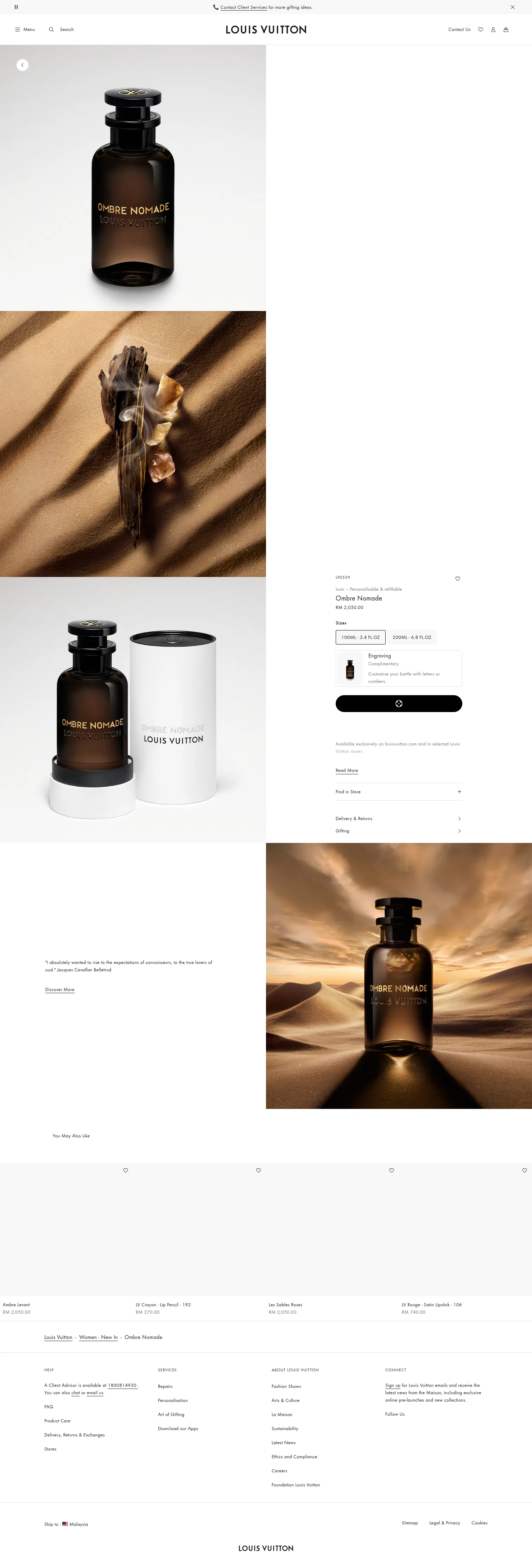 my.louisvuitton.com/eng-my/products/ombre-nomade-nvprod990245v/LP0095 on desktop, full screenshot