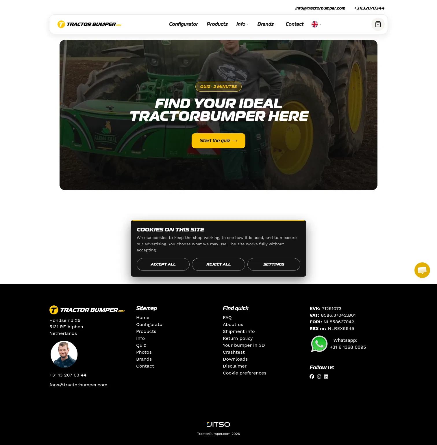 tractorbumper.com/en/quiz on desktop, full screenshot