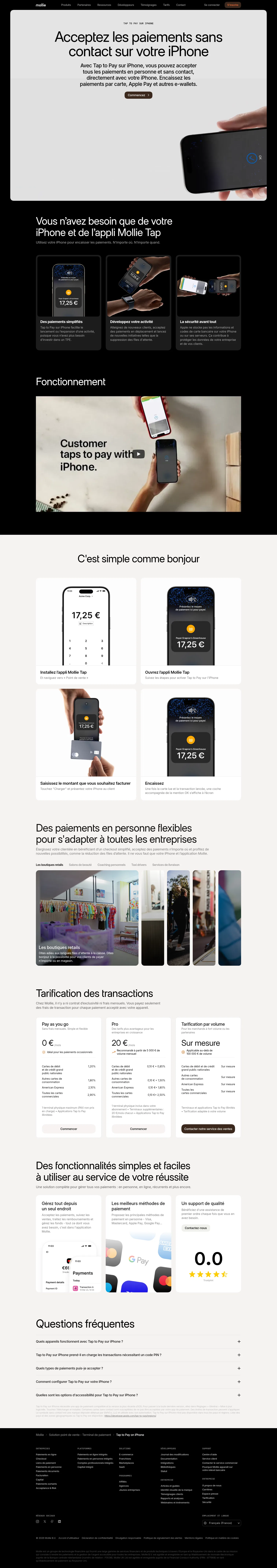 mollie.com/fr/products/pos-payments/tap-to-pay-on-iphone on desktop, full screenshot
