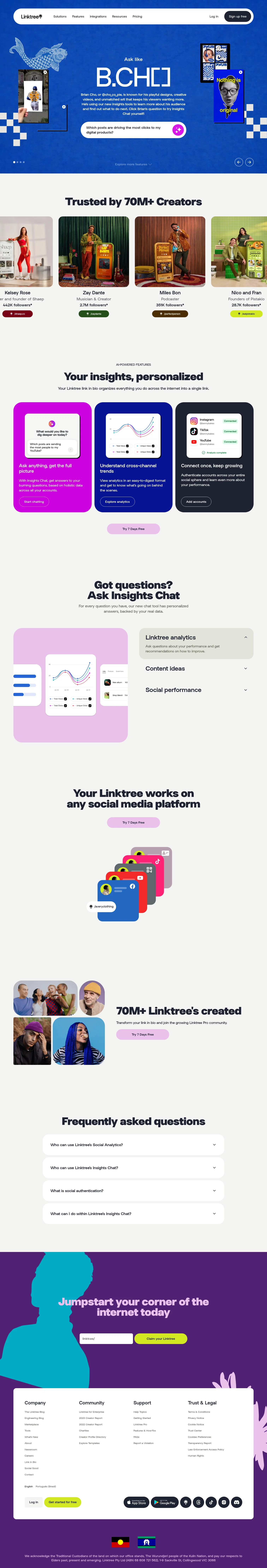 Linktree landing page