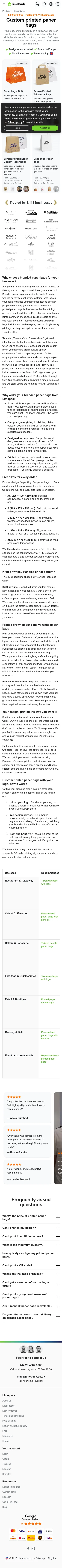 limepack.co.uk/paper-bags on mobile, full screenshot