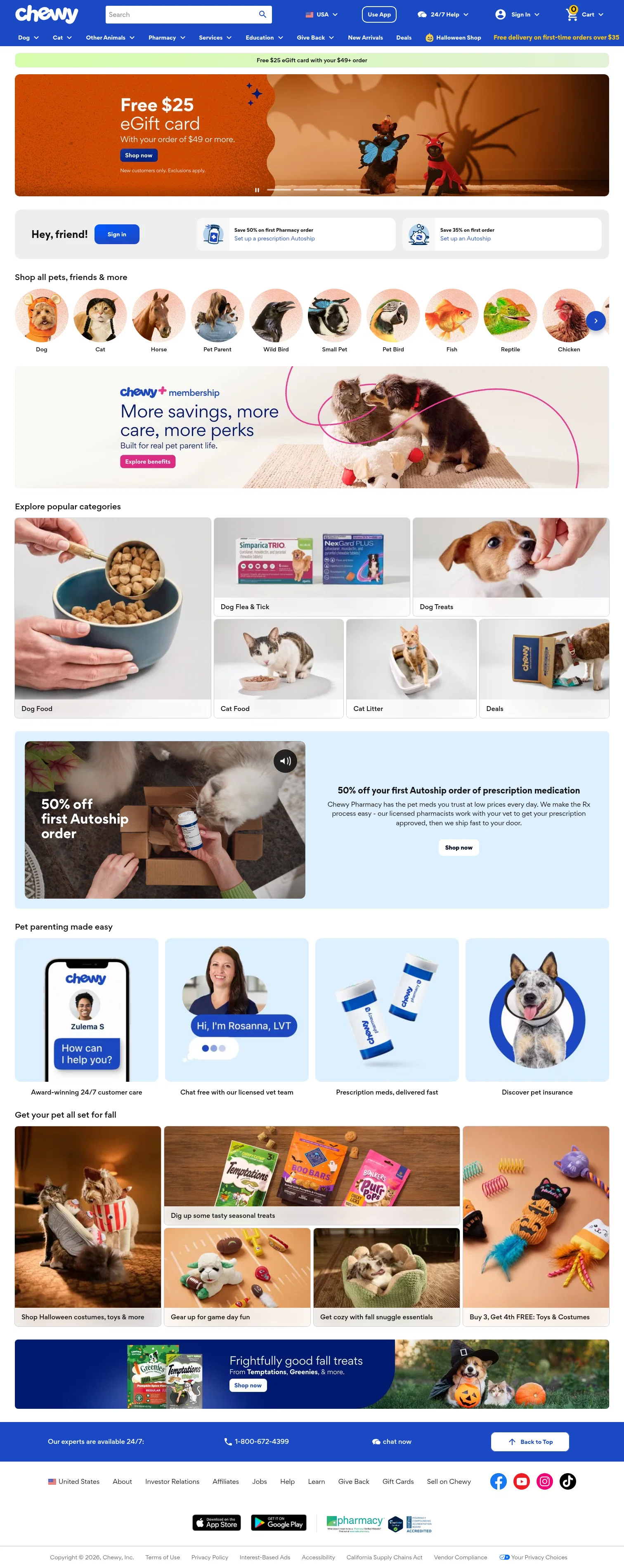 Chewy landing page