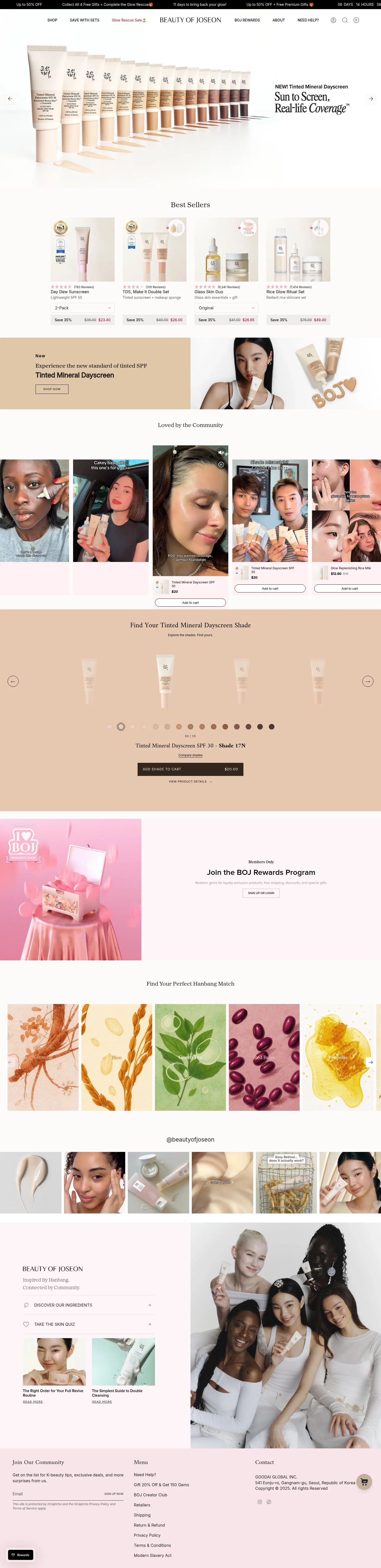 Beauty of Joseon landing page
