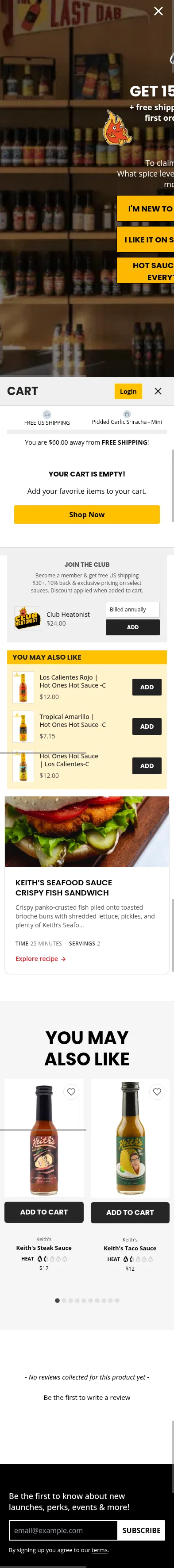 heatonist.com/products/keiths-seafood-sauce-keiths on mobile, full screenshot