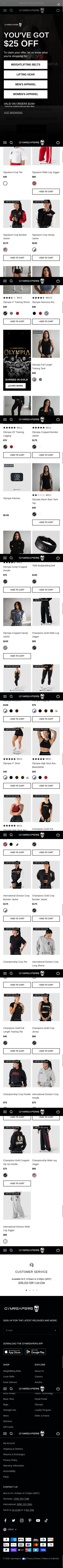 gymreapers.com/collections/womens-olympia-collection on mobile, full screenshot