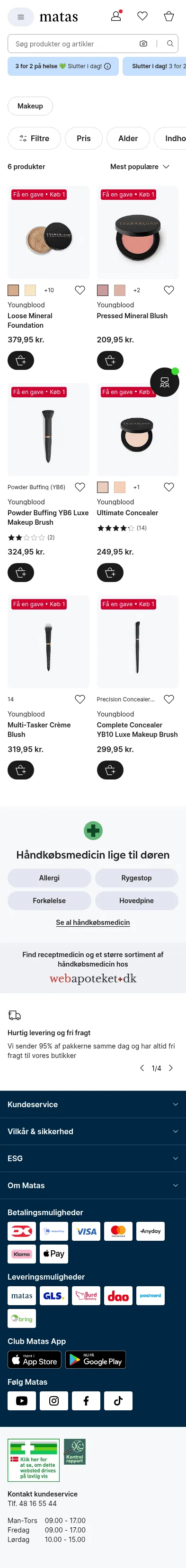 matas.dk/produkter/905754-751119-992115-751123-992132-1032163 on mobile, full screenshot