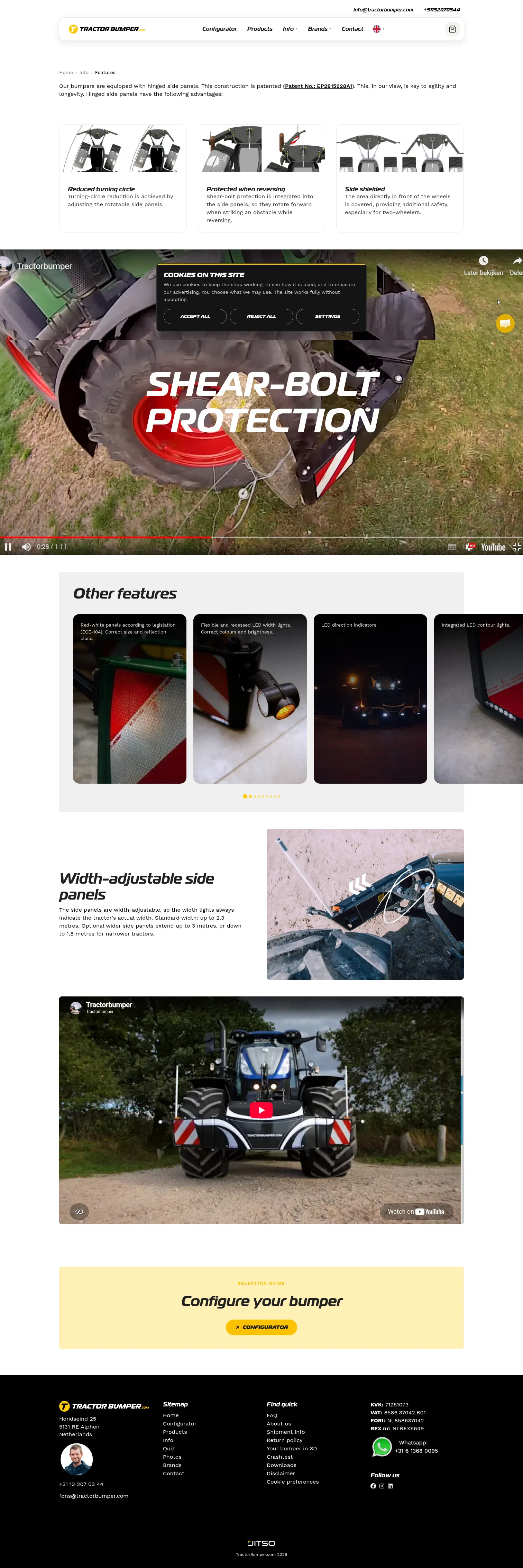 tractorbumper.com/info/features on desktop, full screenshot