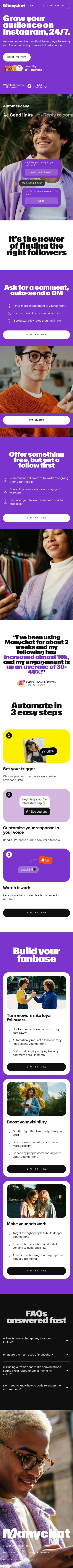 get.manychat.com/grow-your-audience on mobile, full screenshot