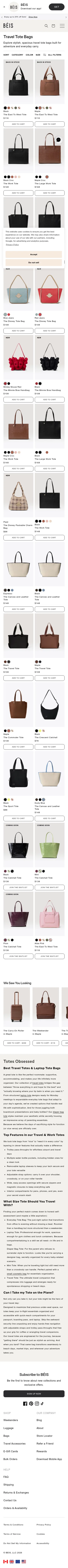 beistravel.com/collections/tote-bags on mobile, full screenshot