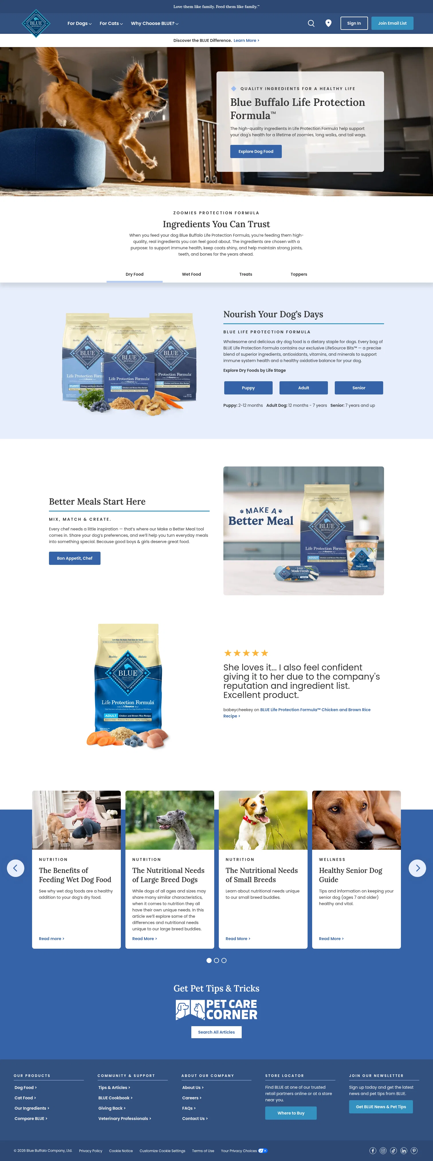 Blue Buffalo landing page