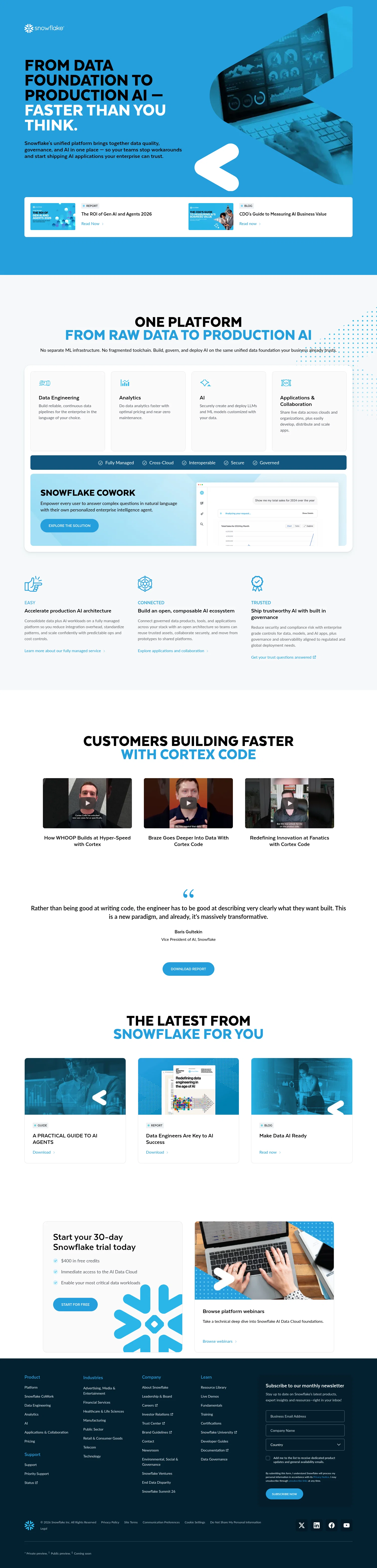 Snowflake landing page