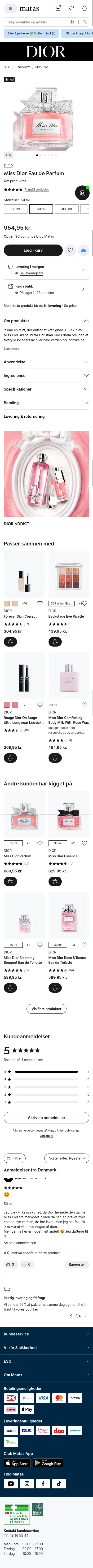 matas.dk/dior-miss-dior-edp_10358049 on mobile, full screenshot