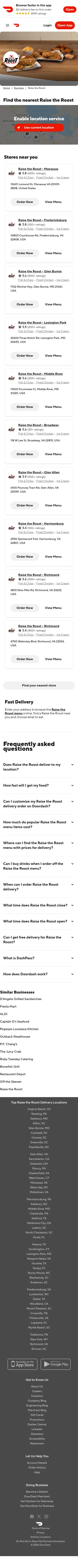 doordash.com/business/Raise-the-Roost-724685 on mobile, full screenshot