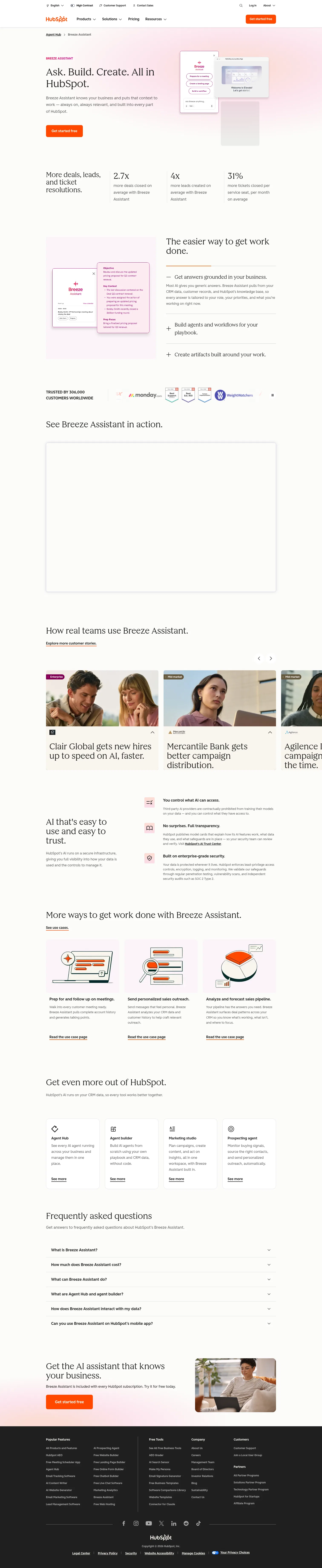 hubspot.com/products/artificial-intelligence/breeze-ai-assistant on desktop, full screenshot