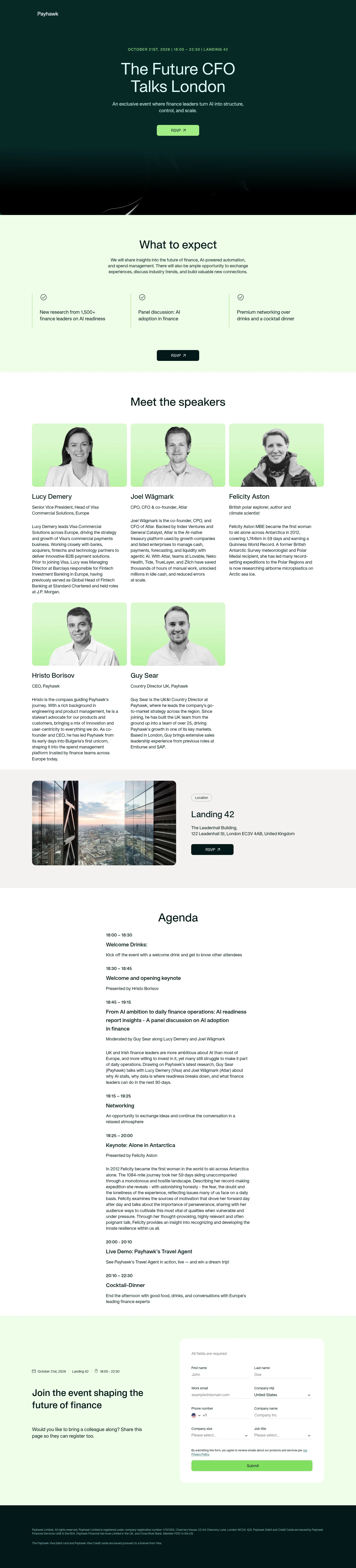 Payhawk landing page