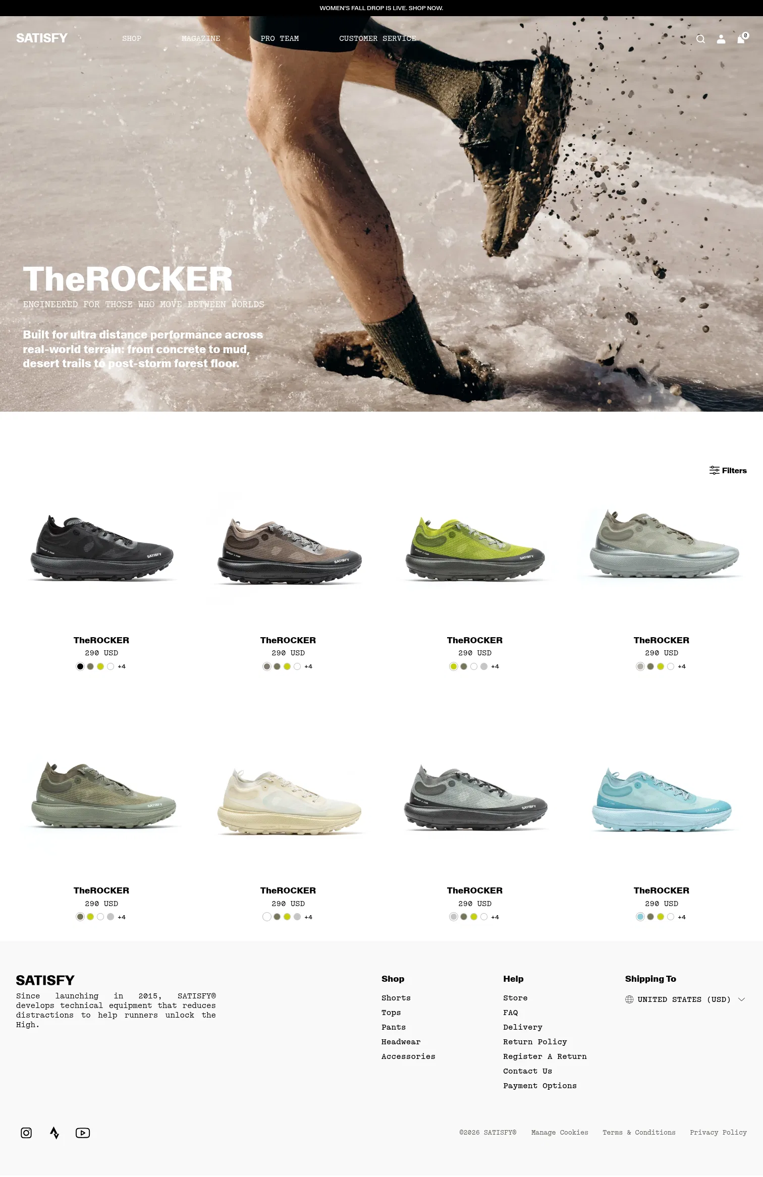satisfyrunning.com/collections/the-rocker on desktop, full screenshot