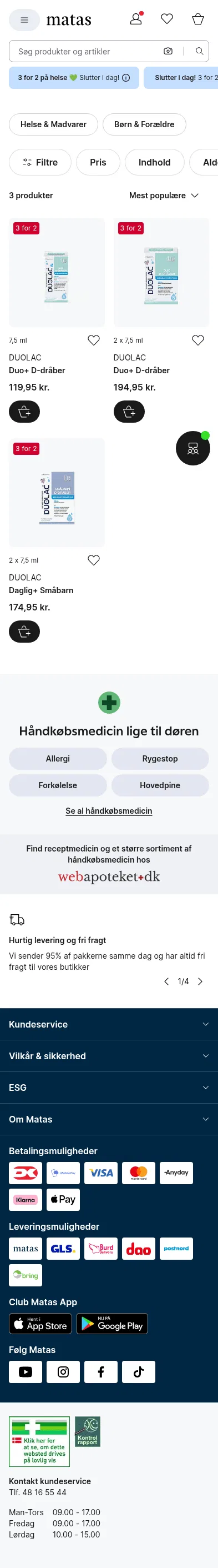 matas.dk/produkter/1017645-1017646-1017661 on mobile, full screenshot