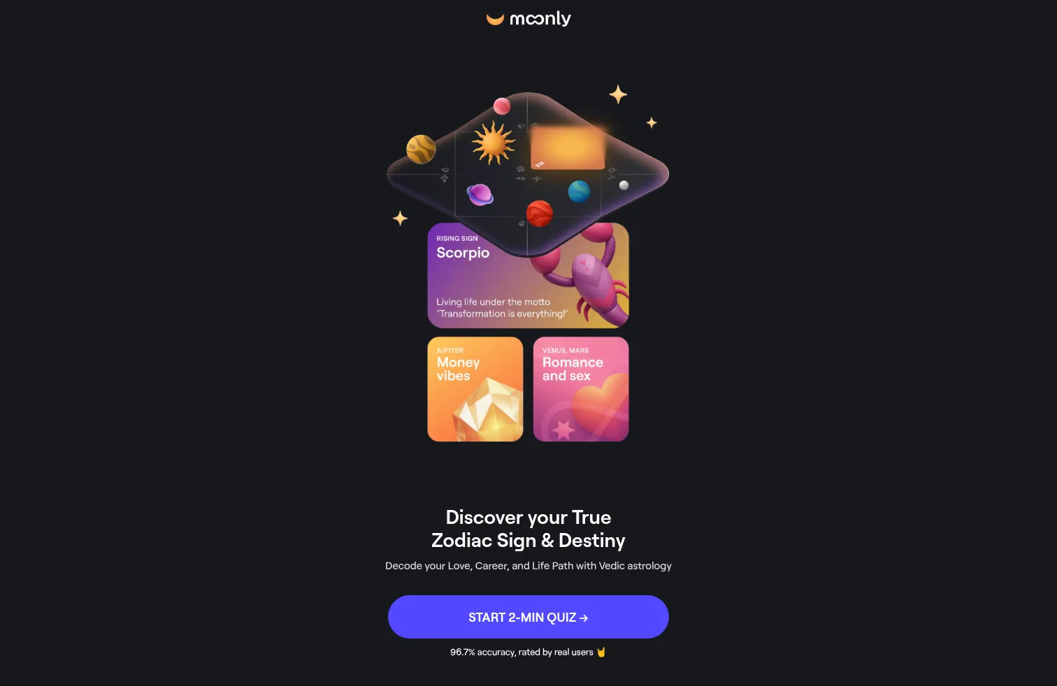moonly.app/start/survey on desktop, full screenshot