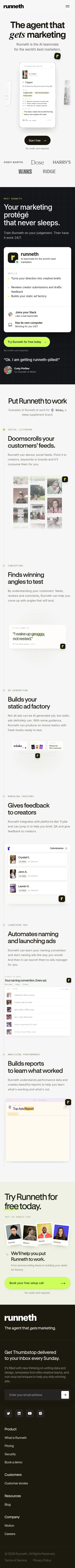 runneth.com on mobile, full screenshot